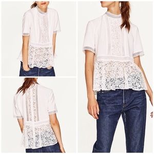 Zara White Lace Blouse